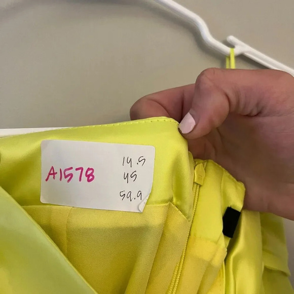 Peace and Love Womens Yellow Satin Maxi Skirt 8 Split Leg High Waist Lime Chic - Picture 12 of 15